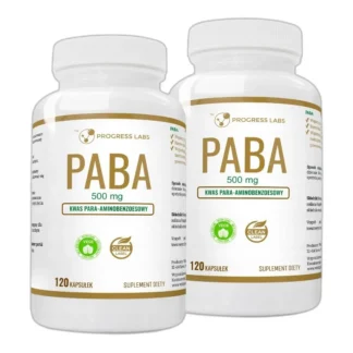 PABA 500mg Witamina B10 MŁODY WYGLĄD Piękne WŁOSY i SKÓRA Vege 120 kaps — zdjęcie 1