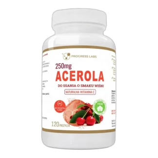 Progress Labs Acerola 120 pastylek do ssania produkcja kolagenu witamina C — zdjęcie 1