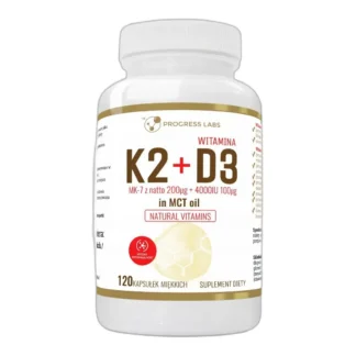 PROGRESS LABS Witamina K2 200 uq + D3 4000 IU w oleju MCT 120 kapsułek — zdjęcie 1