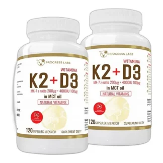 WITAMINA K2 MK-7 200mcg + D3 4000IU OLEJU MCT 2 x 120 kapsułek — zdjęcie 1